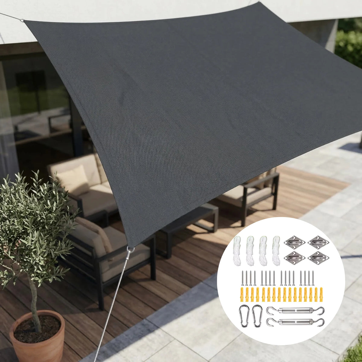 Sun Sail Rectangular Waterproof Polyester UV Protection