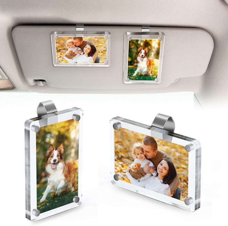Sun Visor Photo Clip Universal Fit Crystal-Clear Acrylic