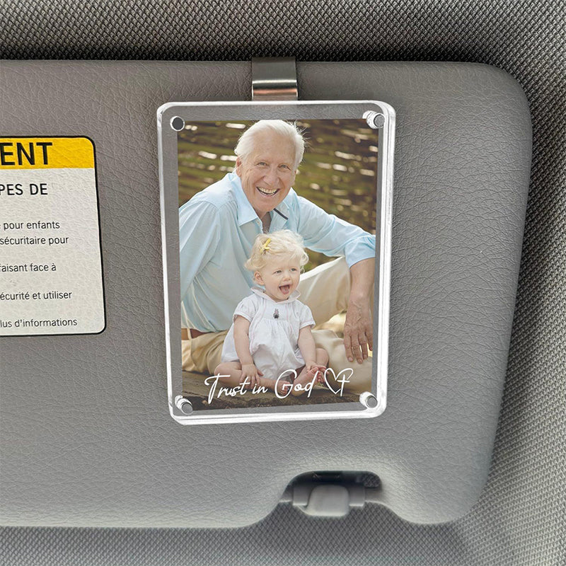 Sun Visor Photo Clip Universal Fit Crystal-Clear Acrylic