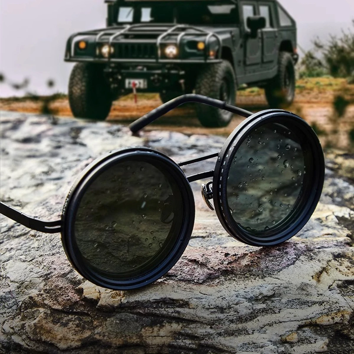 Sunglasses Adjustable Tint UV400 Round Metal Frame