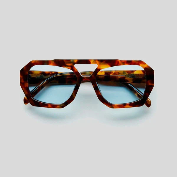 Sunglasses Hexagonal Frame Tortoiseshell Gradient Lenses