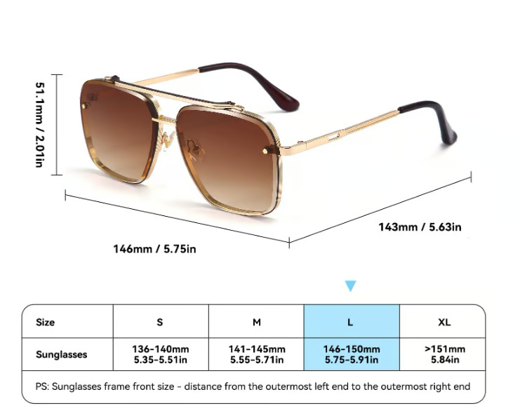 Sunglasses Oversized Retro Metal UV400 Protection