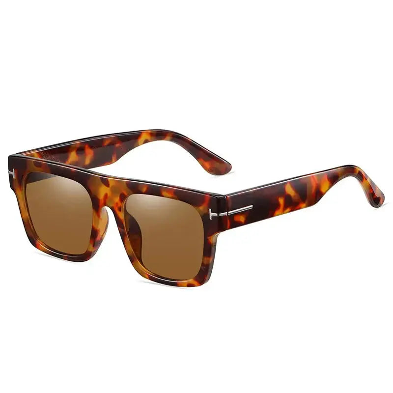 Sunglasses Oversized Square Flat-Top Lightweight Metal Temples