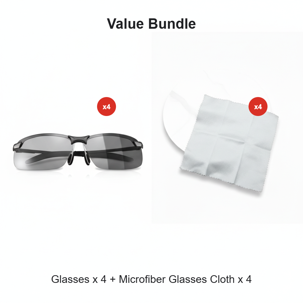 Sunglasses Polarized Adaptive Tint Lightweight Wrap Frame