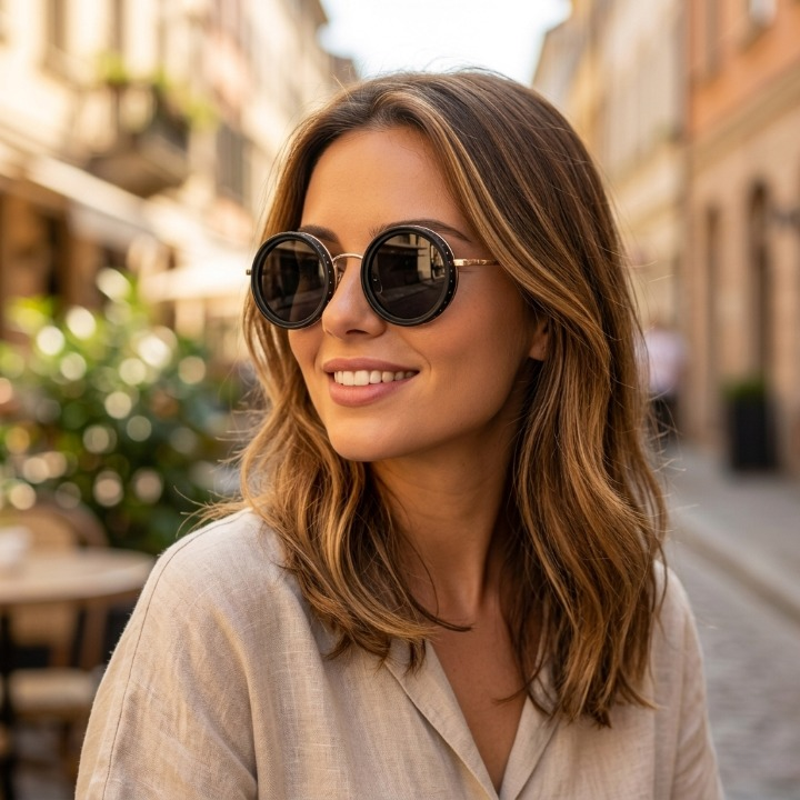 Sunglasses Retro Round Lenses UV400 Lightweight