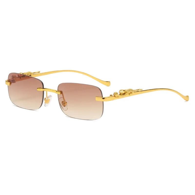 Sunglasses Rimless Leopard Temple Gradient Lenses & UV400