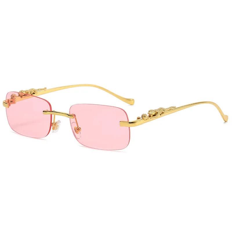 Sunglasses Rimless Leopard Temple Gradient Lenses & UV400
