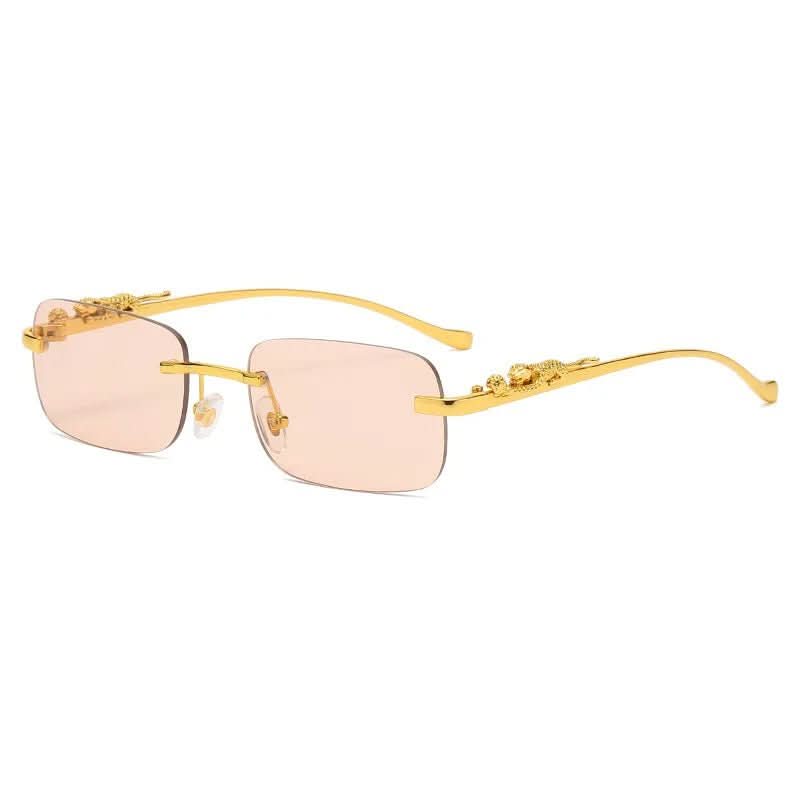Sunglasses Rimless Leopard Temple Gradient Lenses & UV400