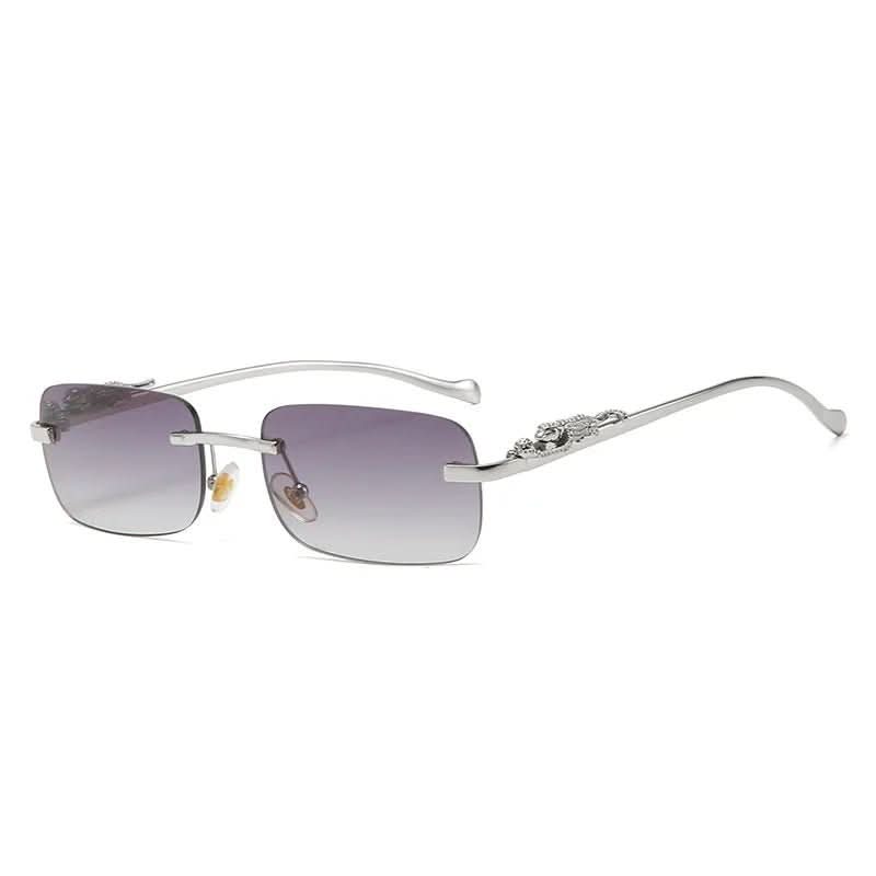 Sunglasses Rimless Leopard Temple Gradient Lenses & UV400