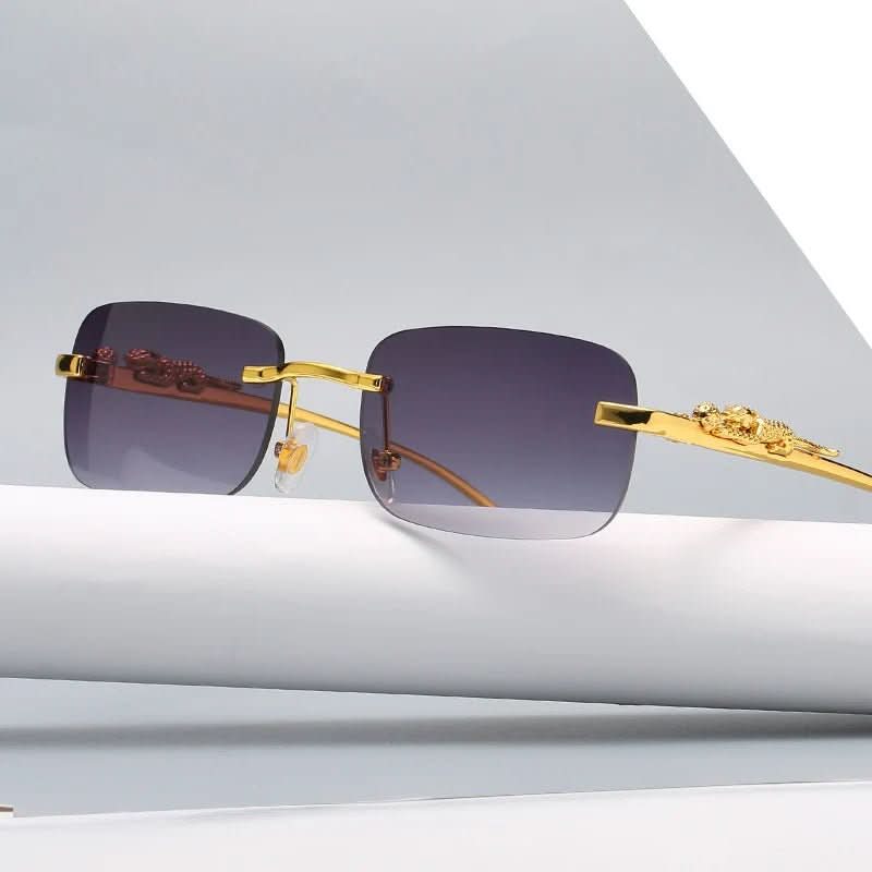 Sunglasses Rimless Leopard Temple Gradient Lenses & UV400