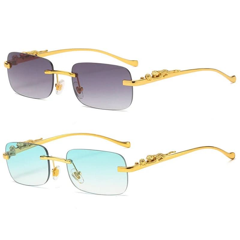 Sunglasses Rimless Leopard Temple Gradient Lenses & UV400