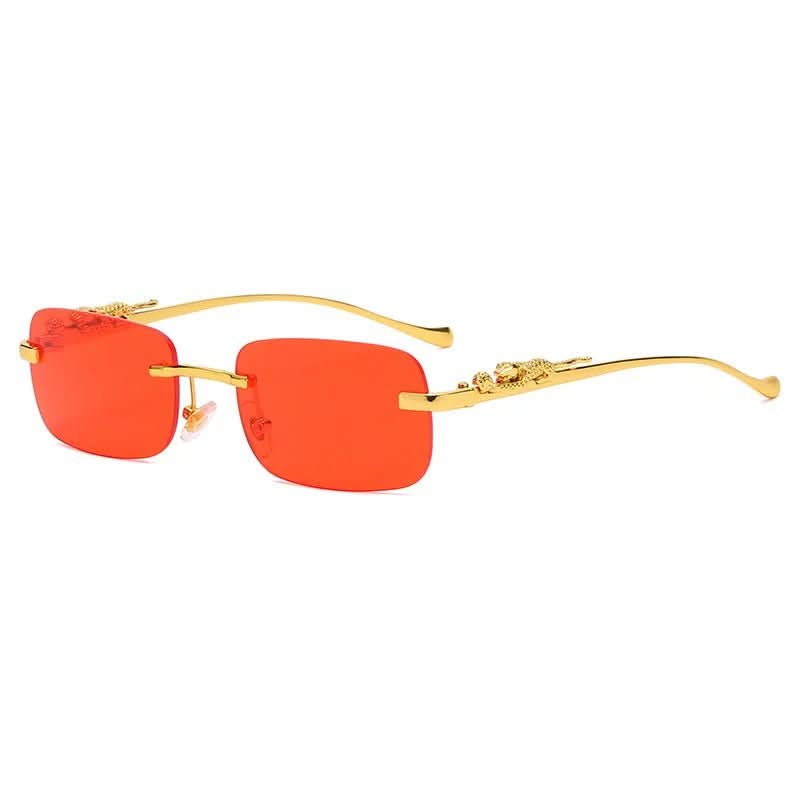 Sunglasses Rimless Leopard Temple Gradient Lenses & UV400