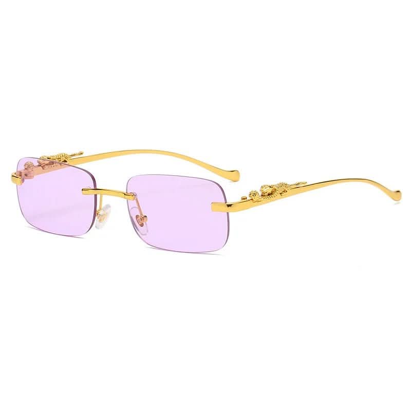 Sunglasses Rimless Leopard Temple Gradient Lenses & UV400