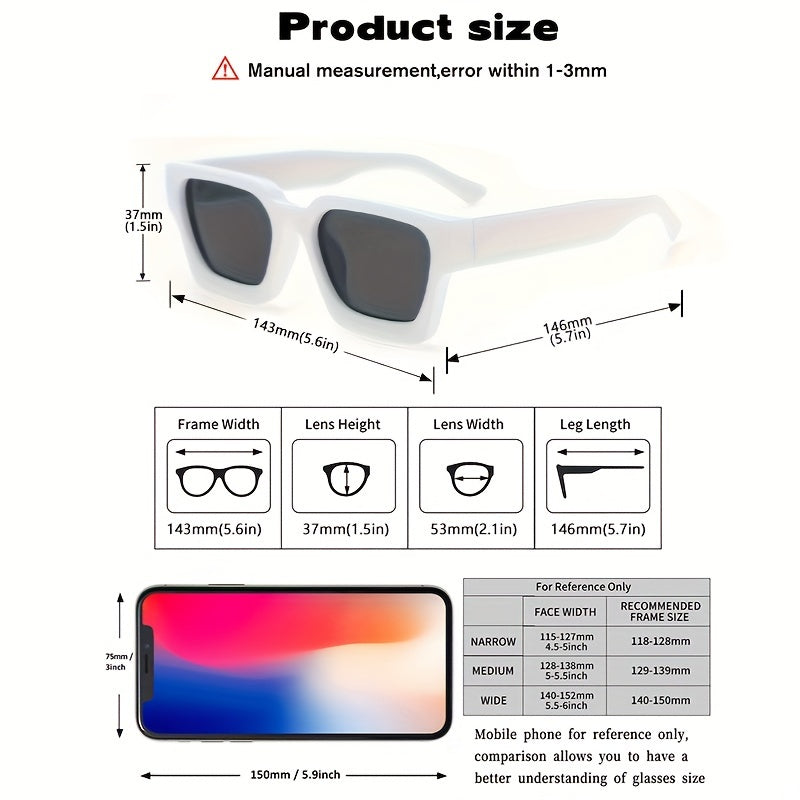 Sunglasses Y2K Square Lightweight Polycarbonate