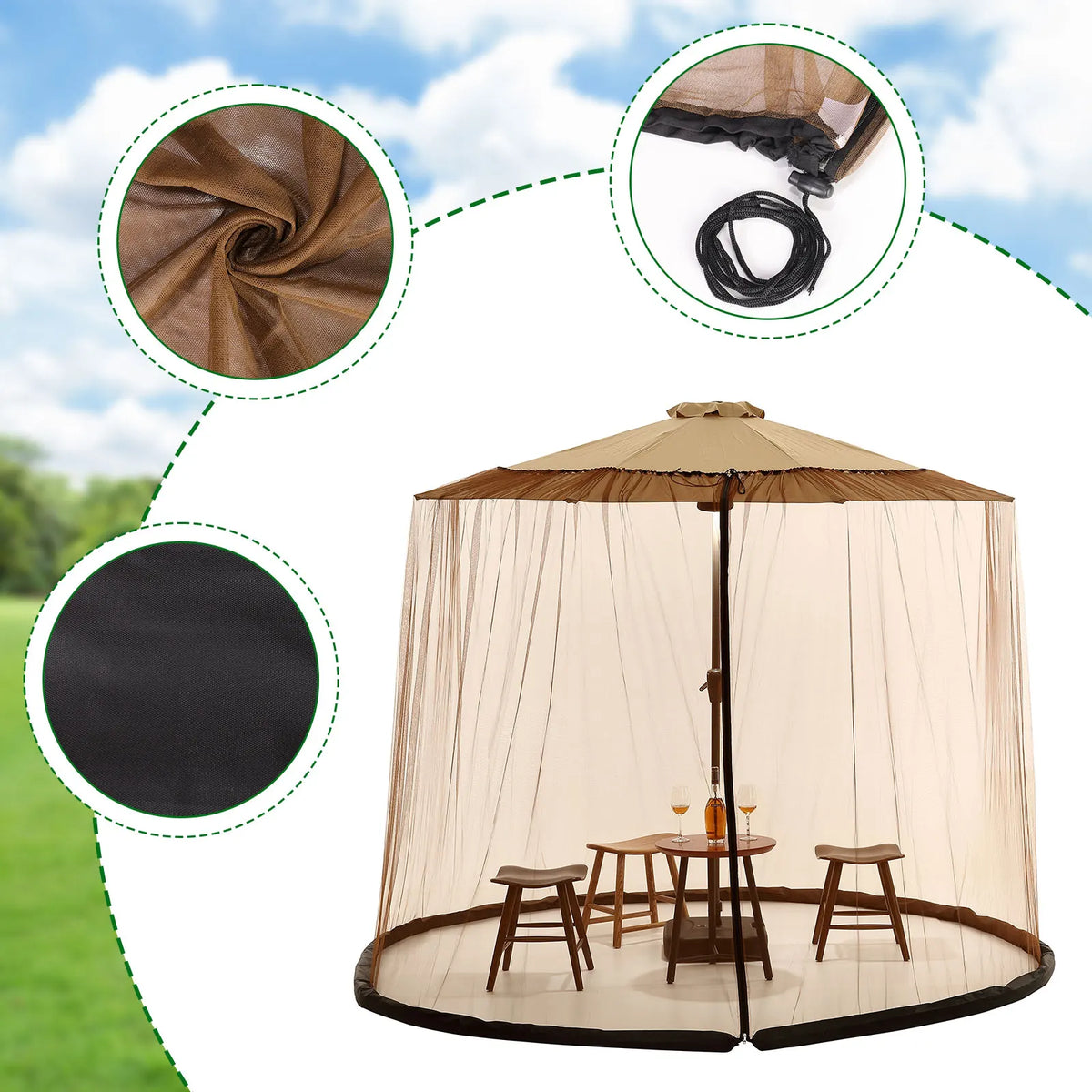 Sunshade Insect Net Fine Mesh Polyester Water-Fillable Ring