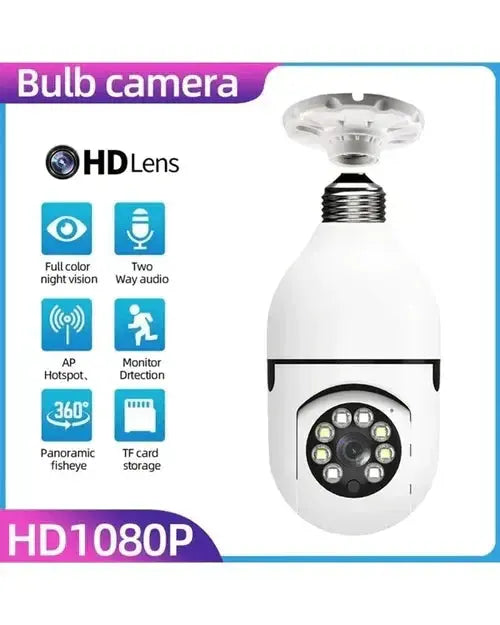 Surveillance Camera E27 Screw-In 1080p Pan-Tilt Night Vision