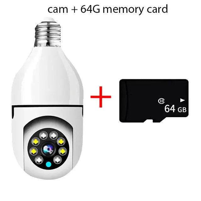 Surveillance Camera E27 Screw-In 1080p Pan-Tilt Night Vision
