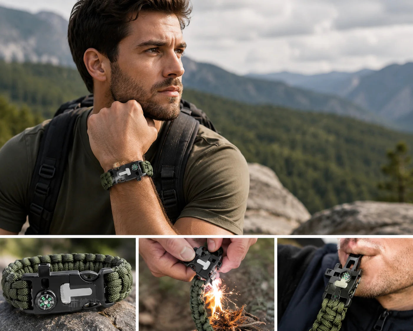 Survival Kit 13-Piece Luminous Compass & Waterproof Case