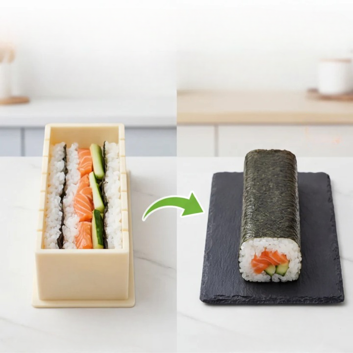 Sushi Mold Set No-Roll Press BPA-Free Dishwasher-Safe