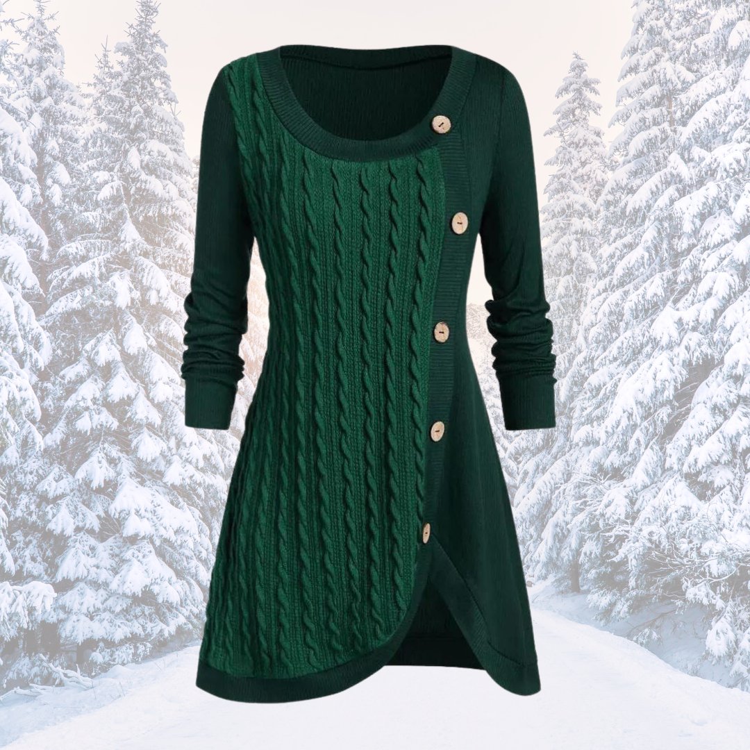 Sweater Buttoned Round-Neck Loose Fit