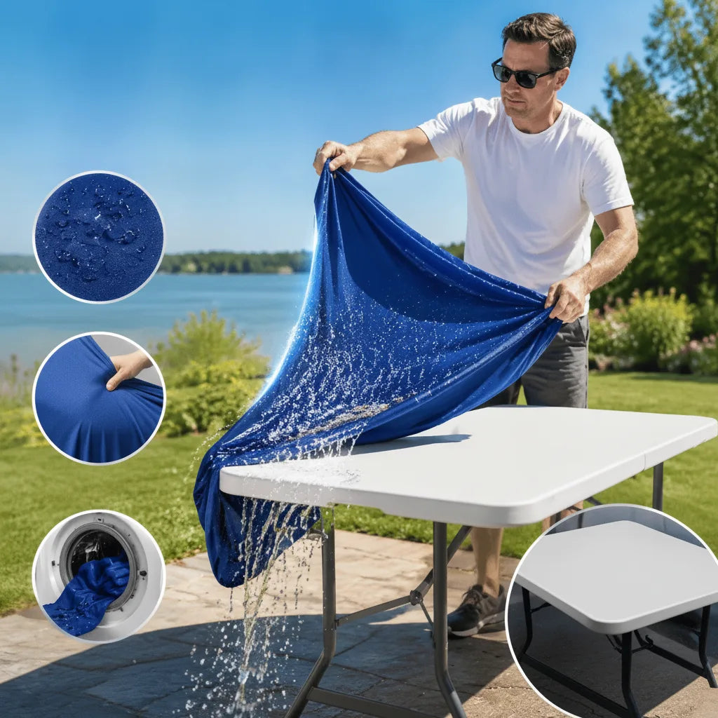 Table Cover Elastic Edges Water-Repellent & Machine-Washable