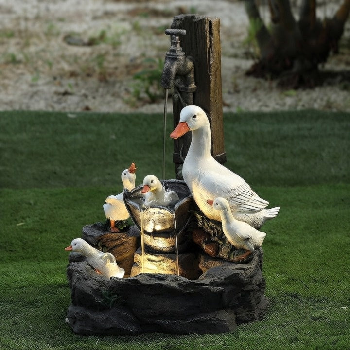 Table Fountain Solar-Powered LED Weatherproof Resin