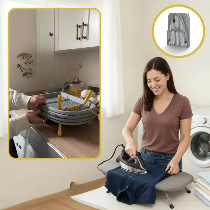 Table Ironing Board Foldable Padded Cover & Metal Iron Rest