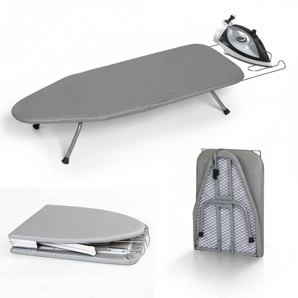 Table Ironing Board Foldable Padded Cover & Metal Iron Rest