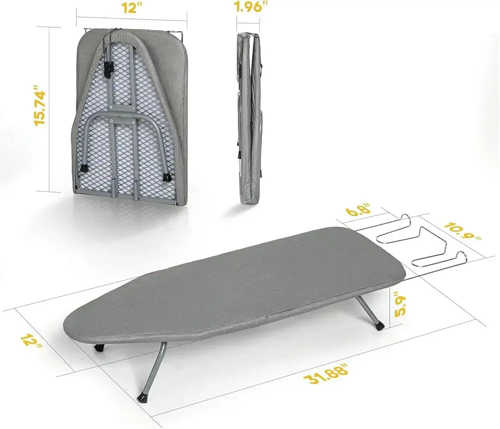 Table Ironing Board Foldable Padded Cover & Metal Iron Rest