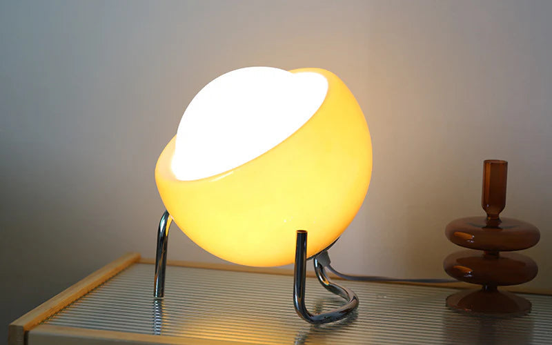 Table Lamp Frosted Glass Globe Tiltable Warm LED Included