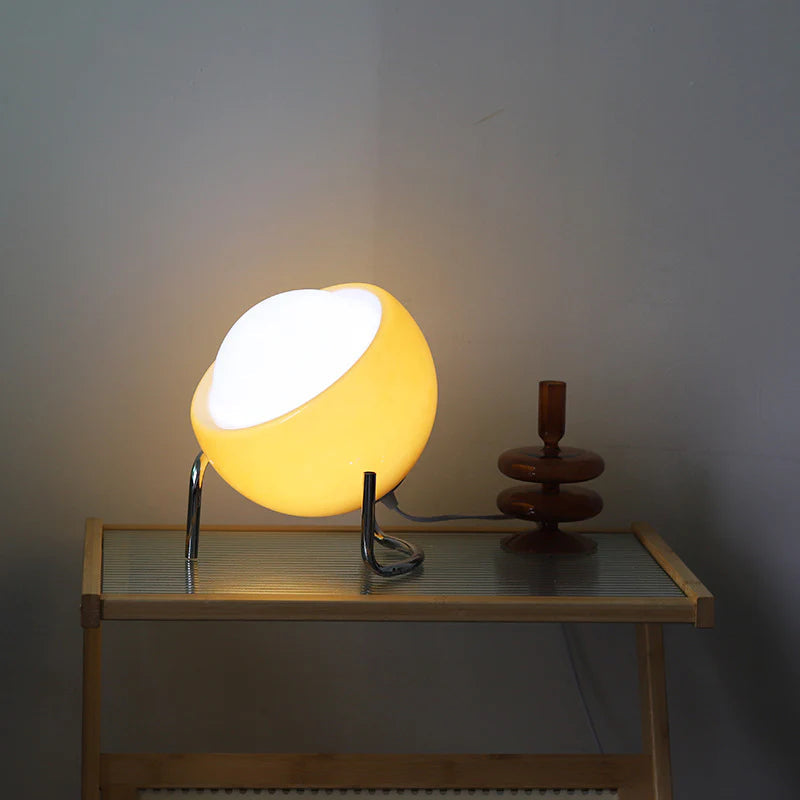 Table Lamp Frosted Glass Globe Tiltable Warm LED Included