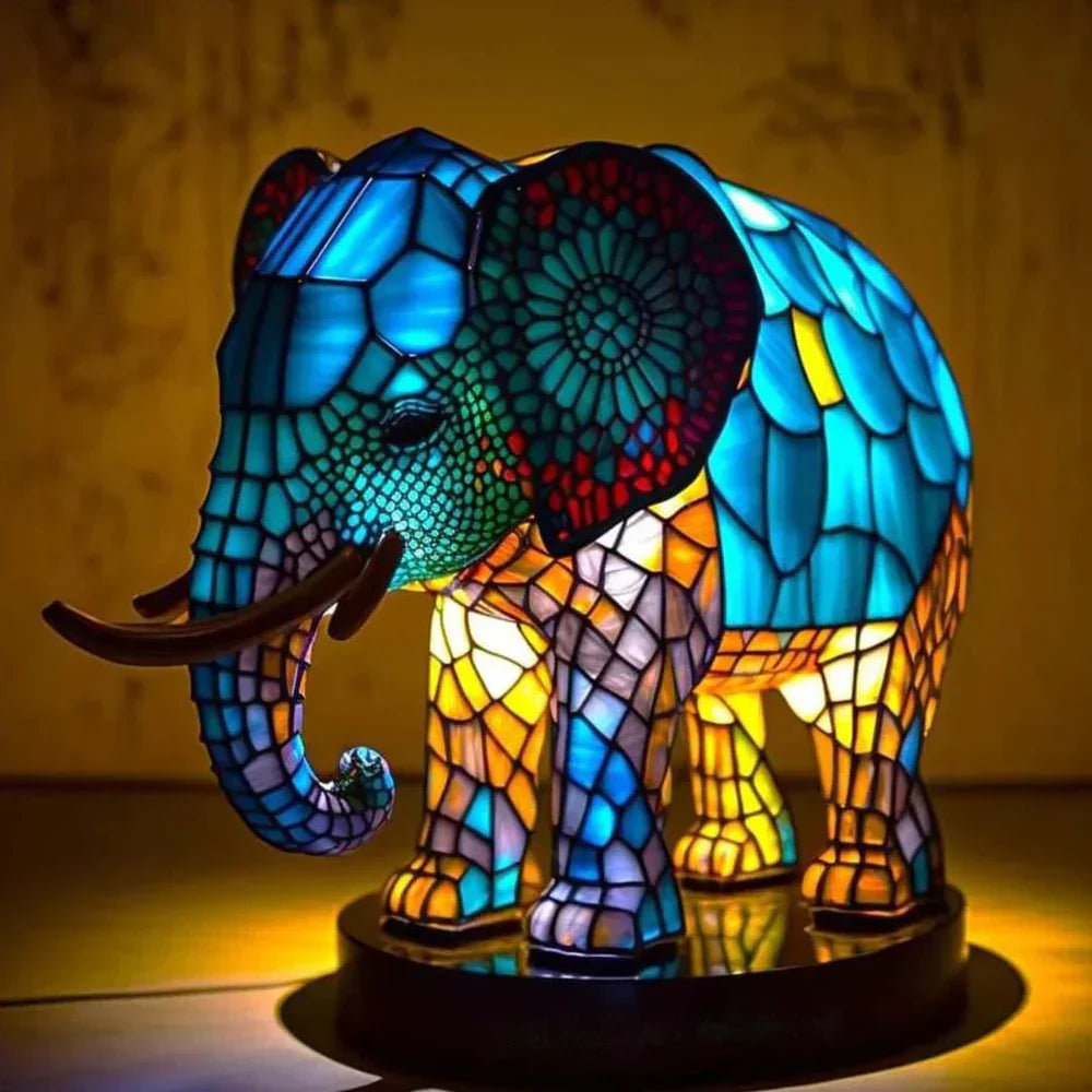 Table Lamp Handcrafted Stained Glass Metal Base 17cm