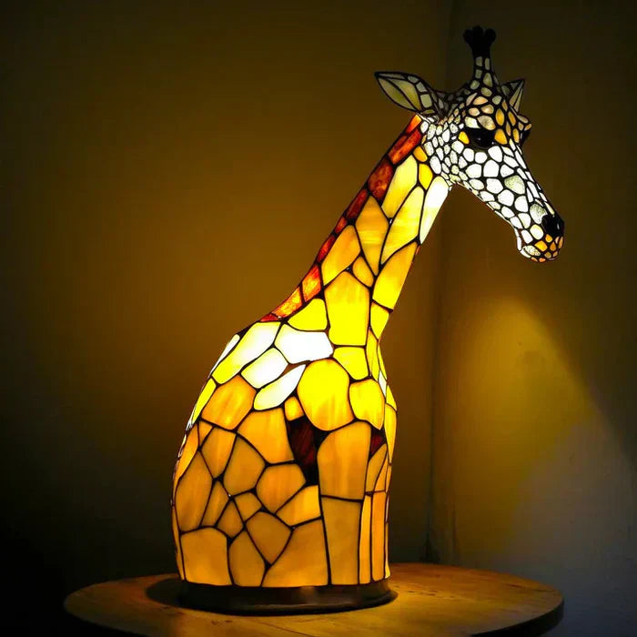 Table Lamp Handcrafted Stained Glass Metal Base 17cm