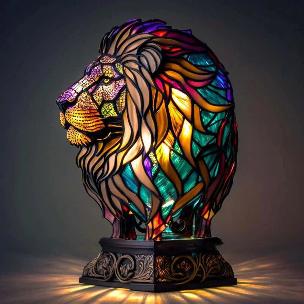 Table Lamp Handcrafted Stained Glass Metal Base 17cm