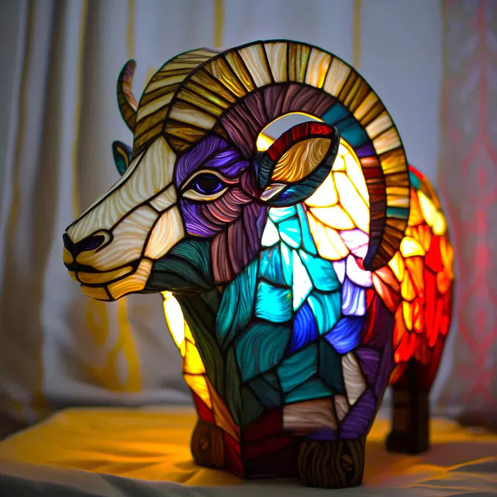 Table Lamp Handcrafted Stained Glass Metal Base 17cm