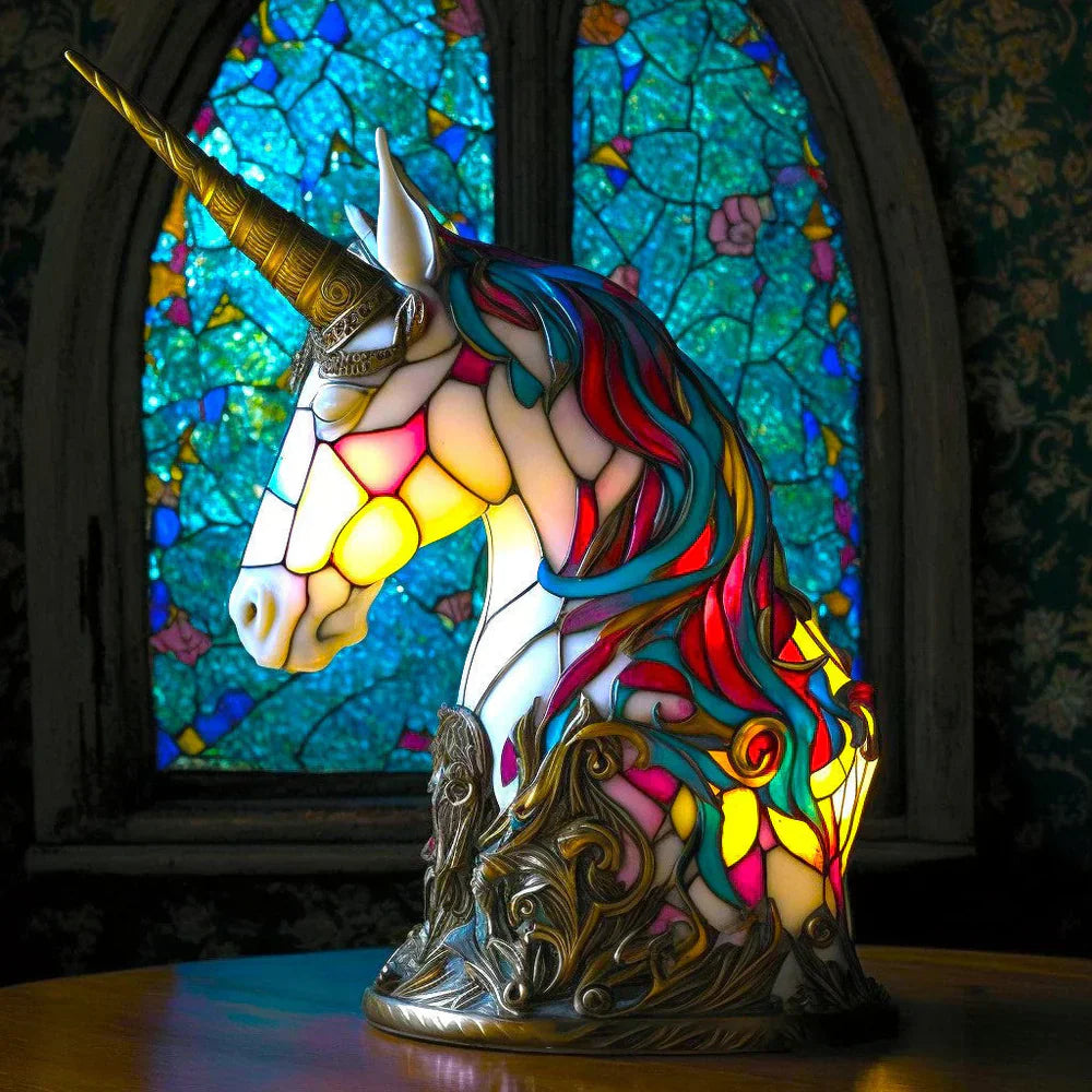 Table Lamp Handcrafted Stained Glass Metal Base 17cm