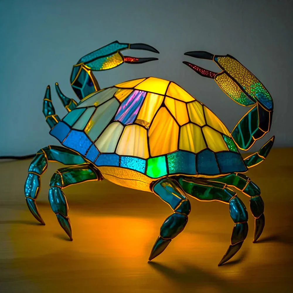 Table Lamp Handcrafted Stained Glass Metal Base 17cm