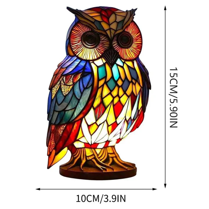 Table Lamp Handcrafted Stained Glass Warm White LED