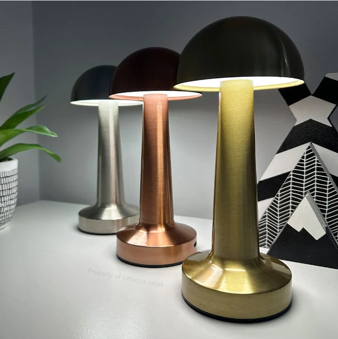 Table Lamp Mushroom 3-Color Dimmable Touch & USB Rechargeable