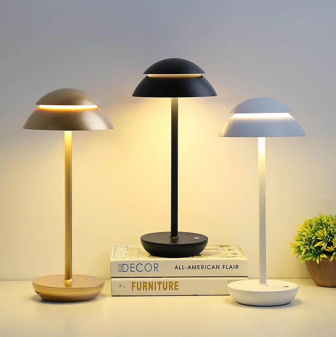 Table Lamp Mushroom Touch-Dimmable LED USB Rechargeable