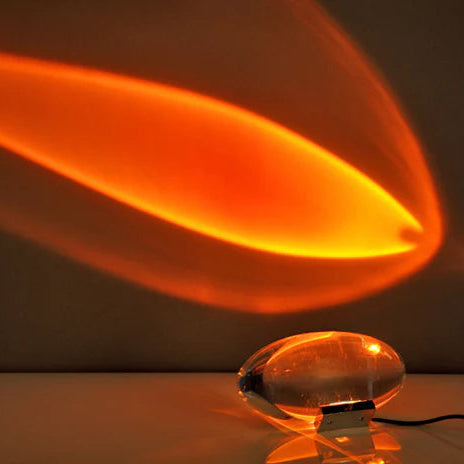 Table Lamp Oval Crystal Glass Three-Color Integrated LED