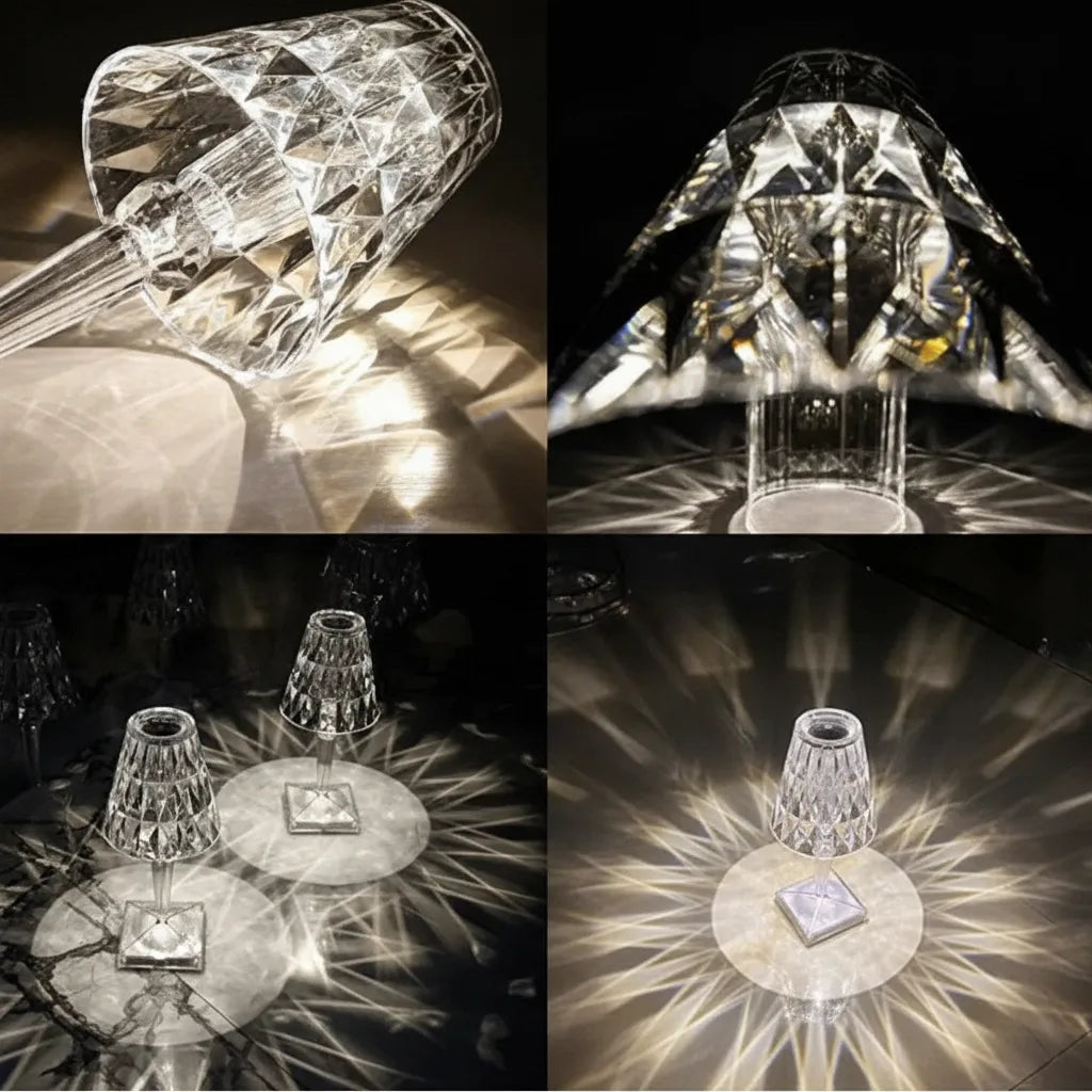 Table Lamp Rechargeable LED Acrylic Crystal-Cut
