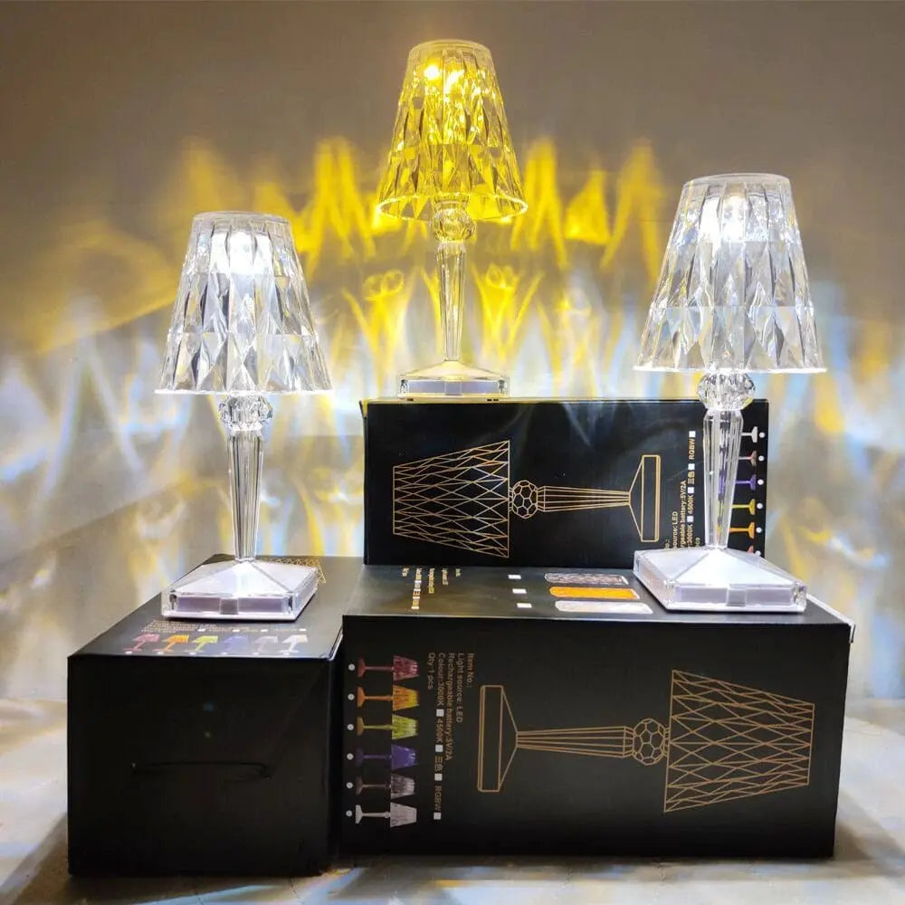Table Lamp Rechargeable LED Acrylic Crystal-Cut