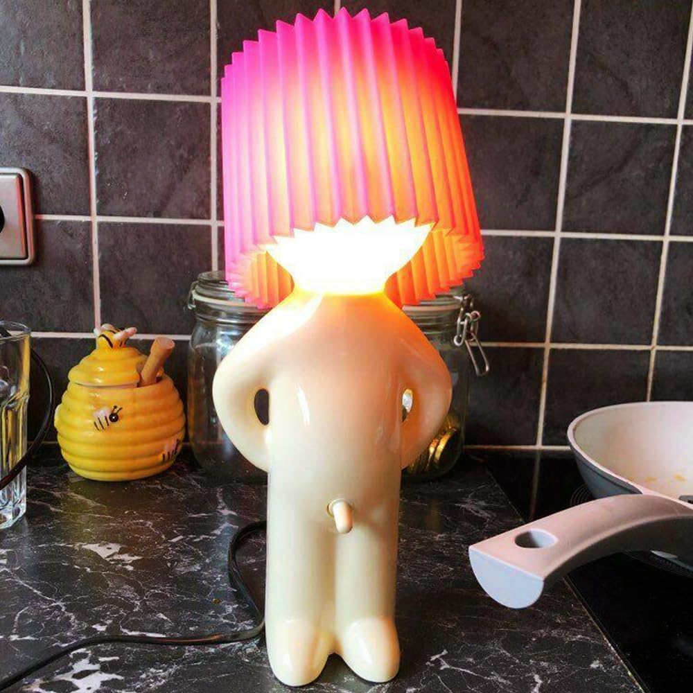 Table Lamp Ribbed Shade LED Multiple Colors