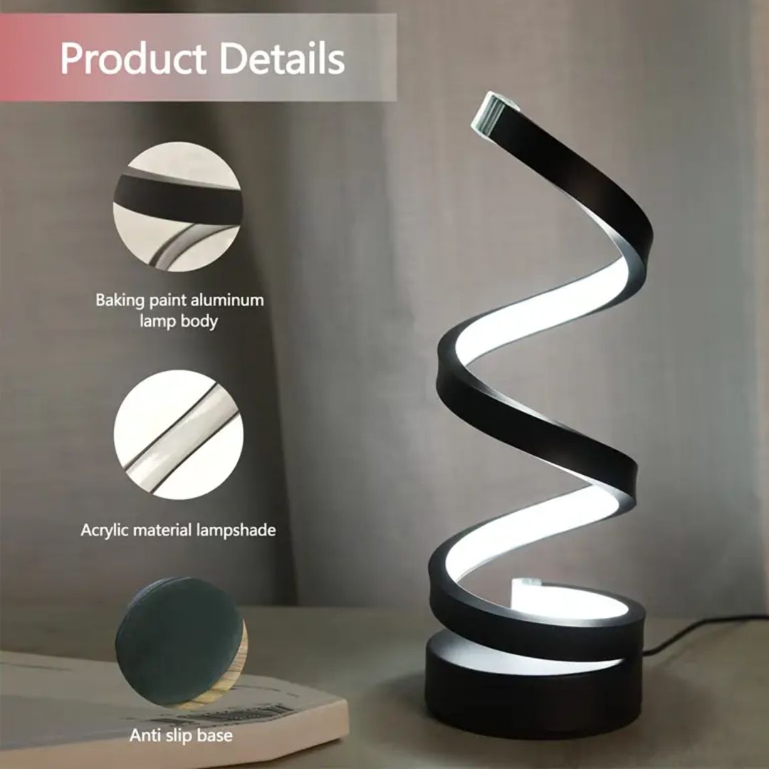 Table Lamp Sculptural Spiral Dimmable LED Touch Control