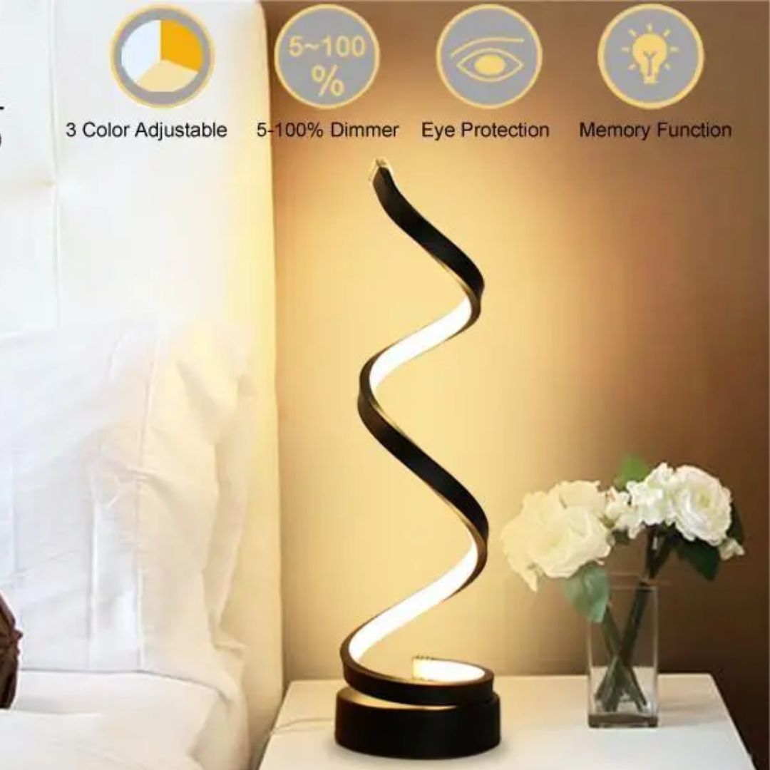 Table Lamp Sculptural Spiral Dimmable LED Touch Control