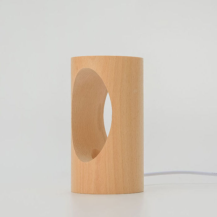 Table Lamp Solid Wood Warm LED & USB Powered