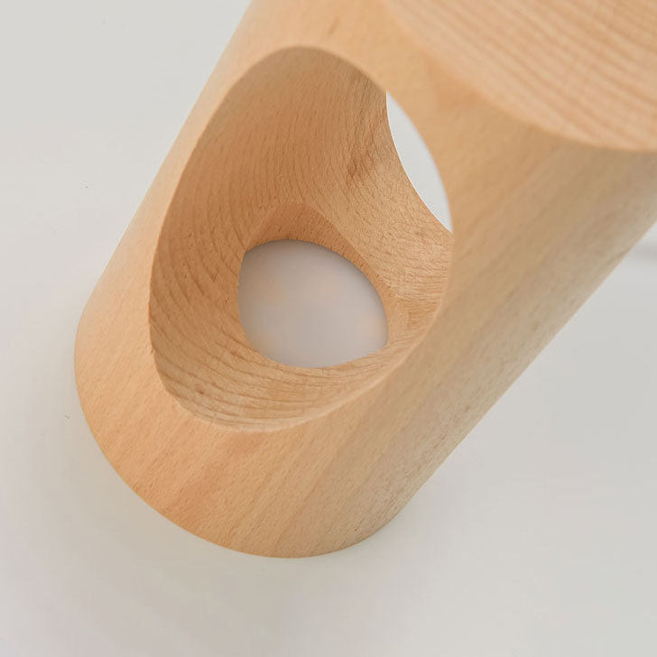 Table Lamp Solid Wood Warm LED & USB Powered