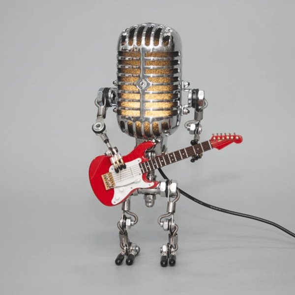 Table Lamp Vintage Microphone & Guitar Adjustable LED