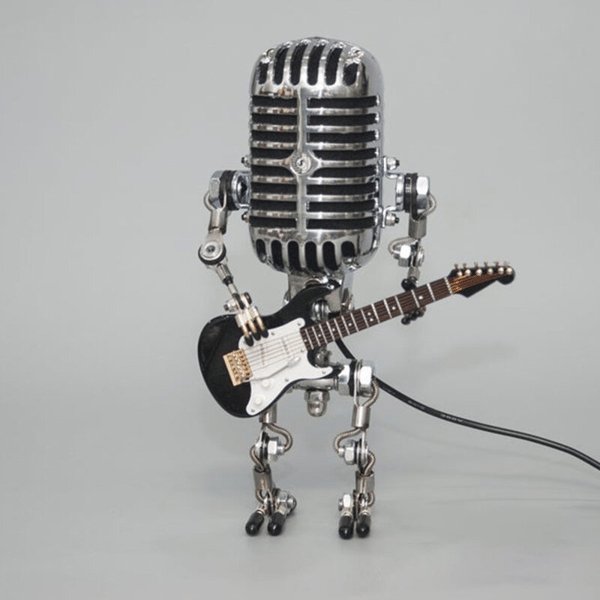 Table Lamp Vintage Microphone & Guitar Adjustable LED